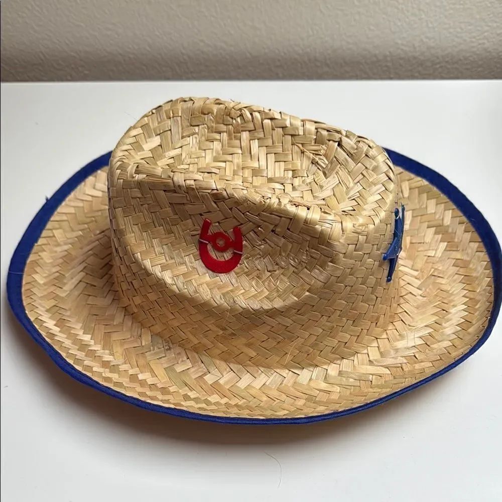 Straw Cowboy Hat with Blue Trim
